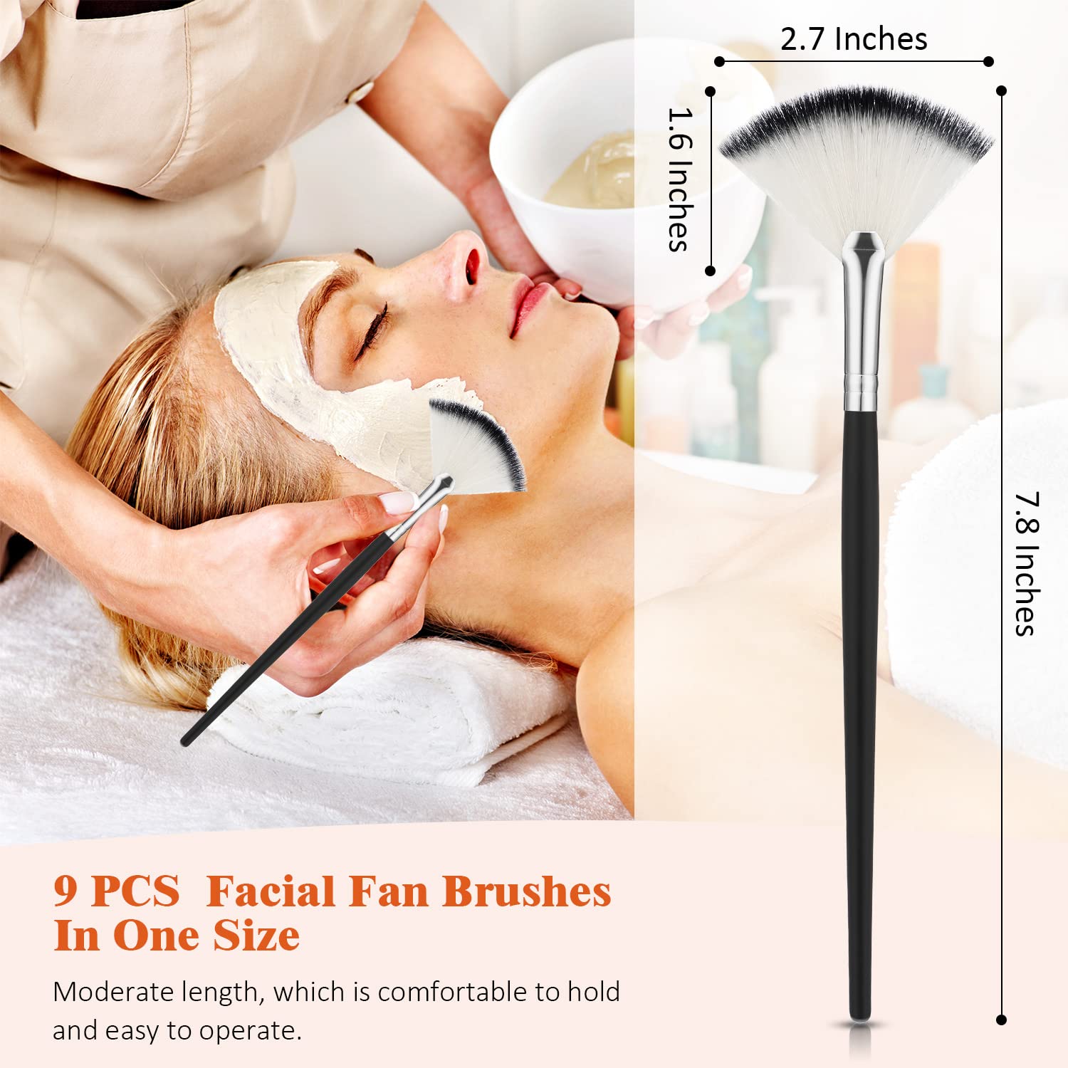 Maitys brocha abanico facial ideal para mascarillas y polvos compactos