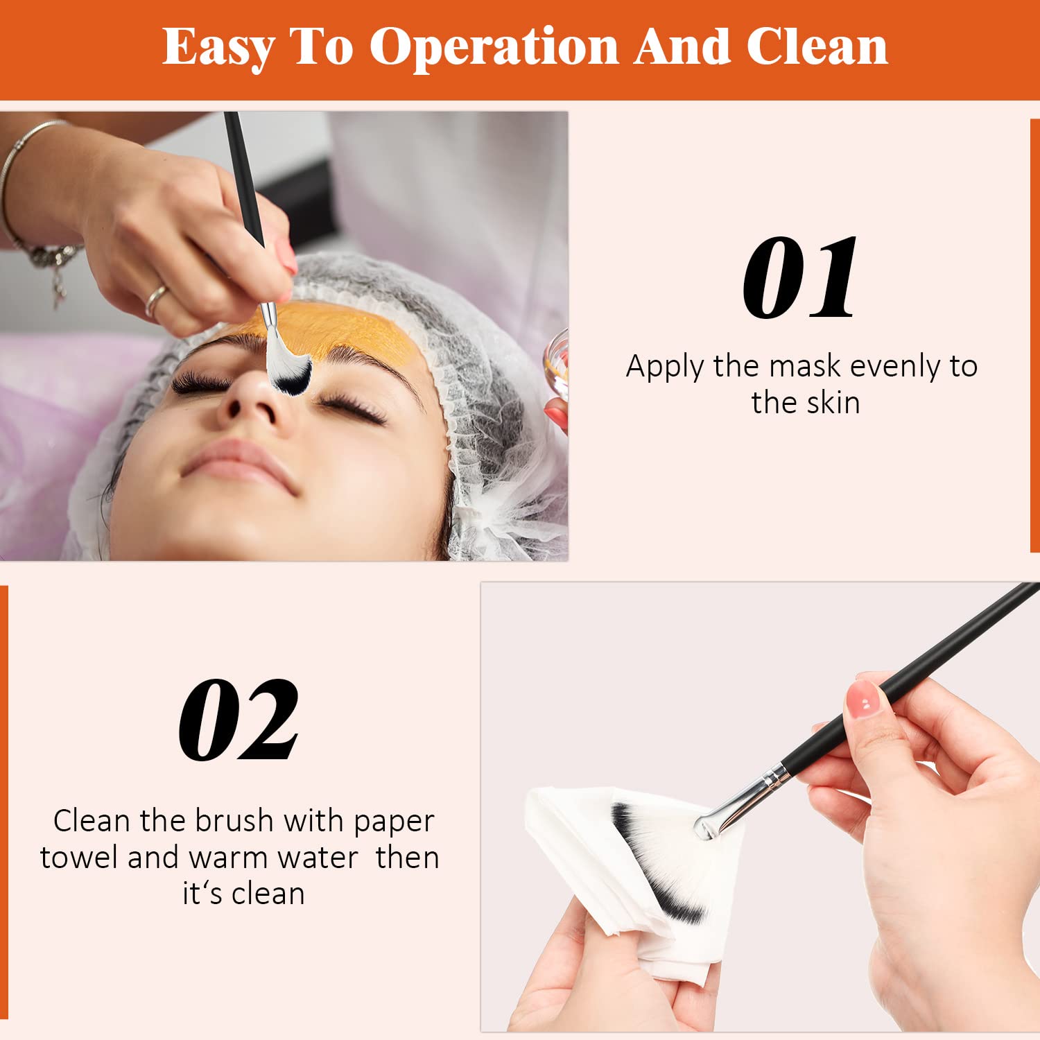 Maitys brocha abanico facial con mango de madera resistente