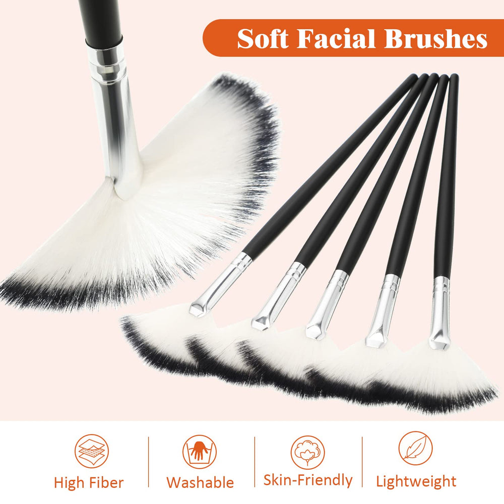 Maitys brocha abanico facial de fibras suaves para piel sensible