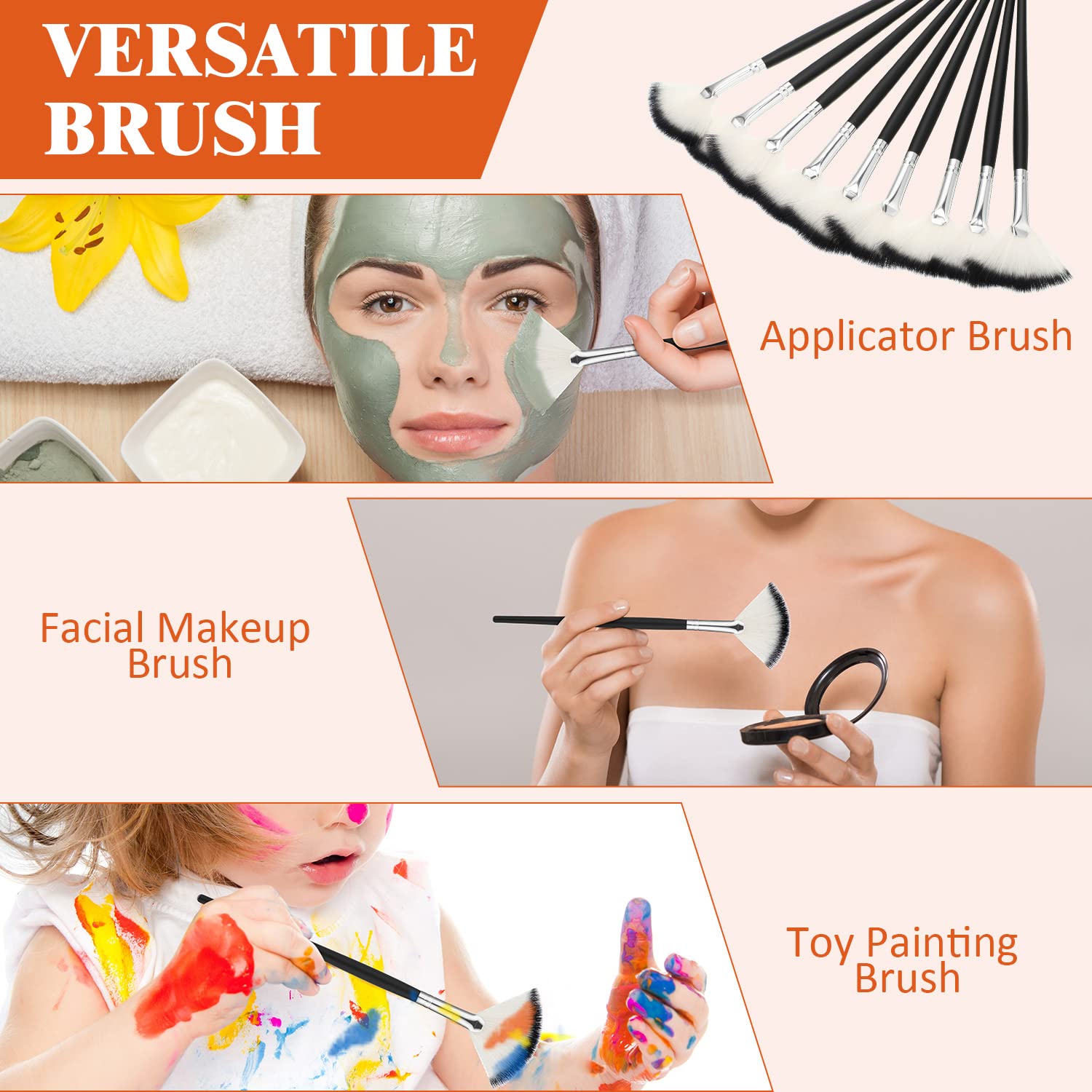 Maitys brocha abanico facial con funda protectora