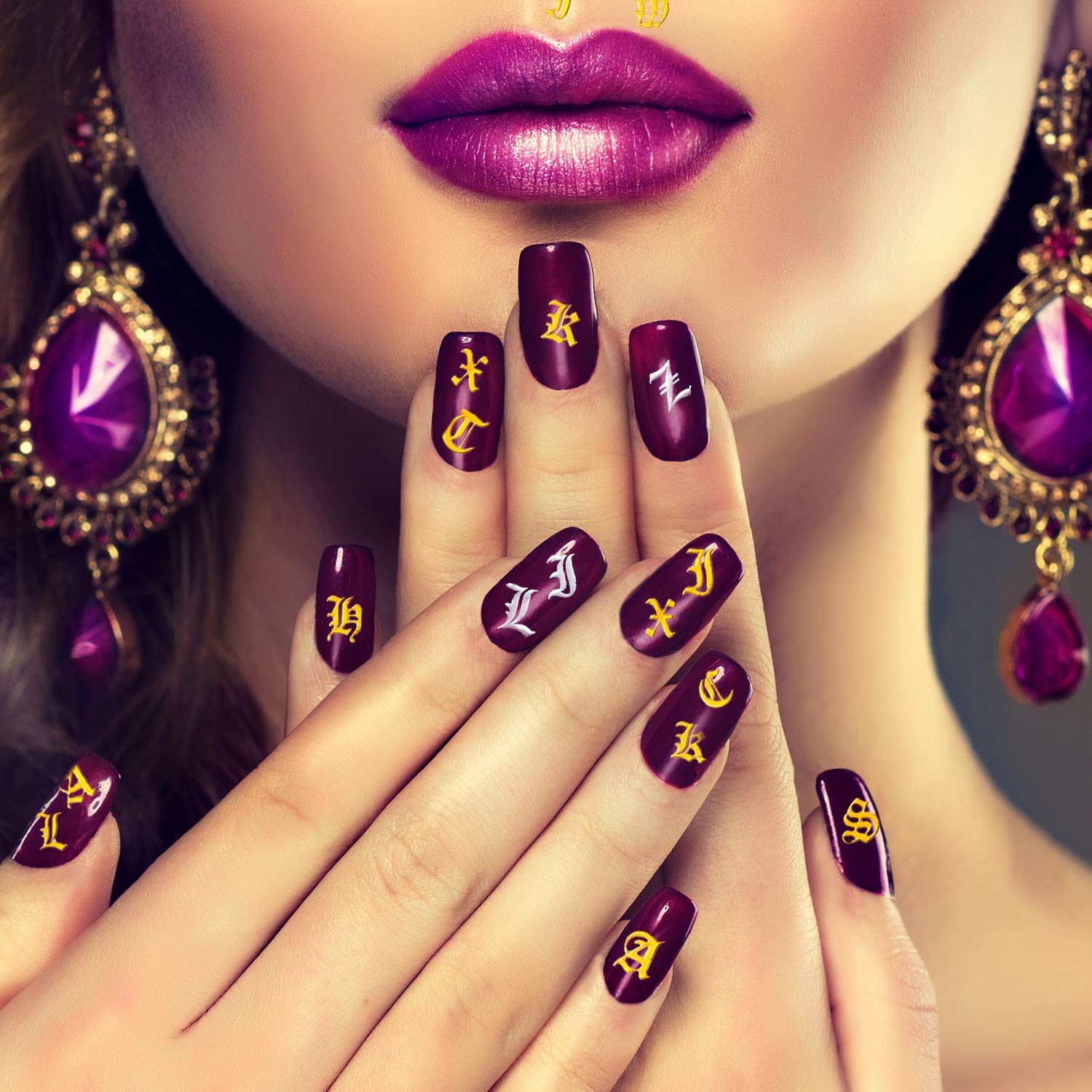 Maitys detalles uñas letras oro para decoración rápida
