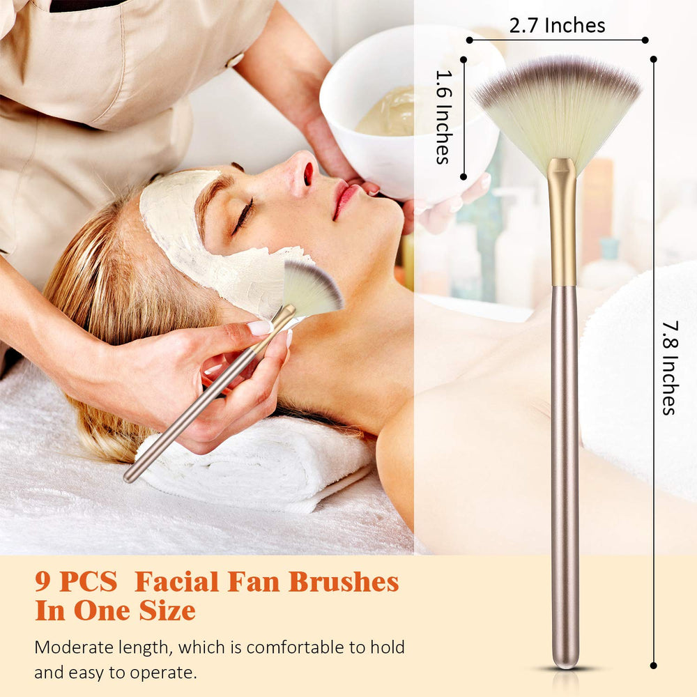 Maitys pincel fan facial con mango de madera, agarre cómodo y estable.