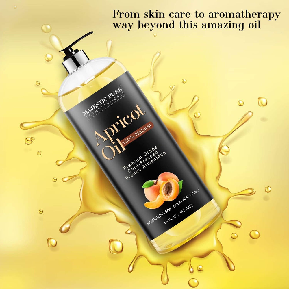 Majestic Pure Aceite de albaricoque, aplicación para cabello, brillo y suavidad.