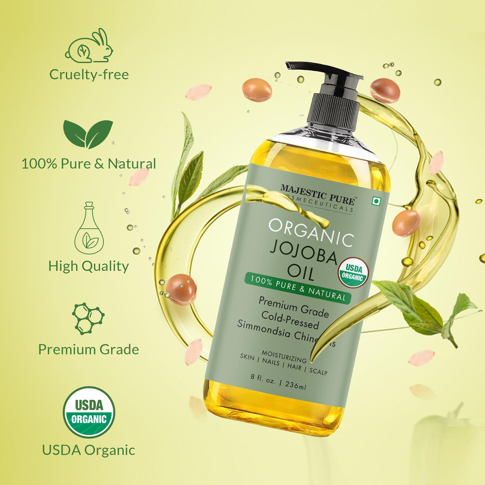 Majestic Pure Aceite de Jojoba Orgánico cuidado de uñas y cutículas.