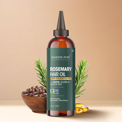 Majestic Pure Aceite de Romero: frasco de 4 oz para nutrición del cuero cabelludo.