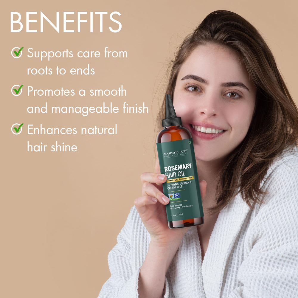 Majestic Pure Aceite de Romero: uso versátil para diferentes tipos de cabello.