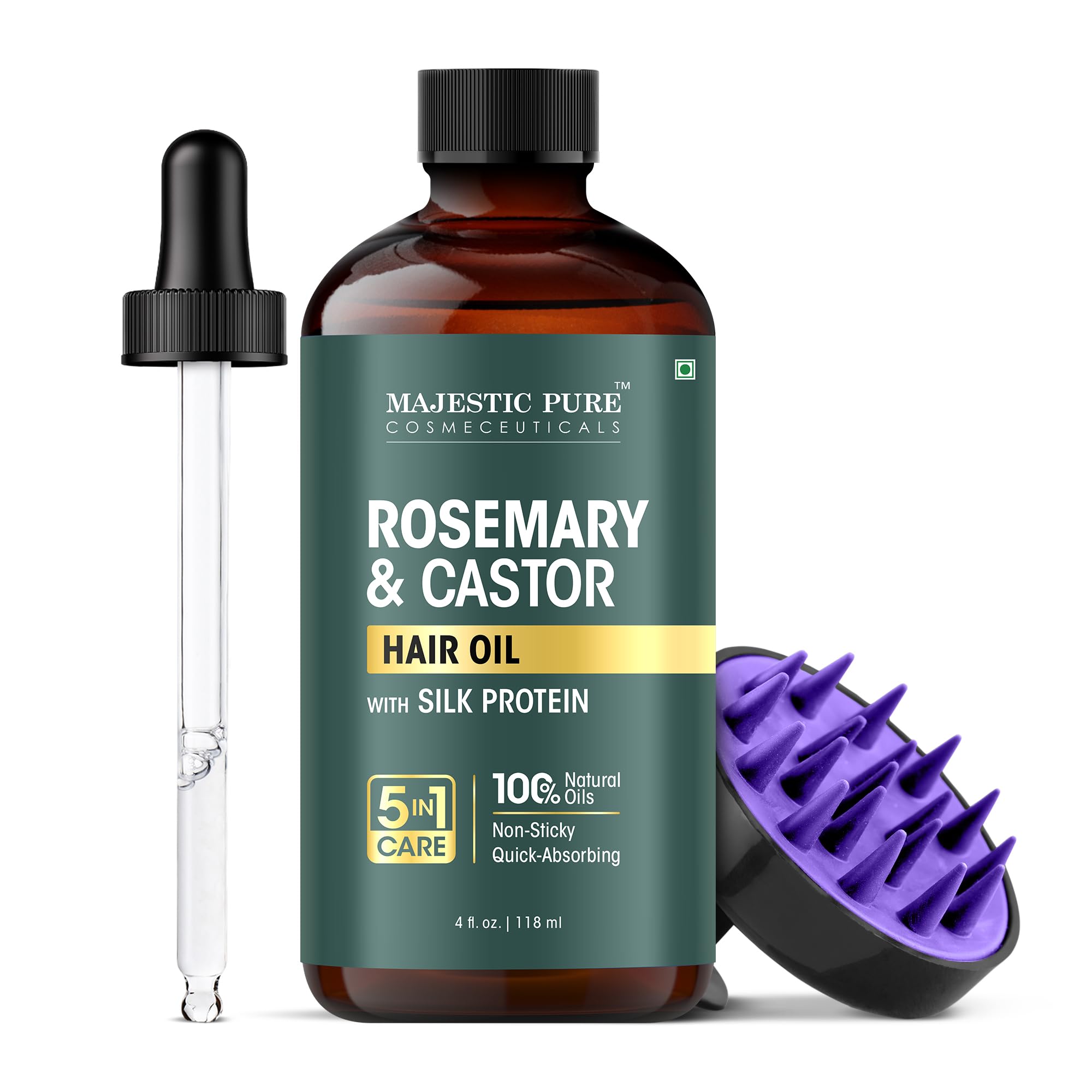 Majestic Pure Aceite de Romero en botella de 4 onzas para fortalecer el cabello.