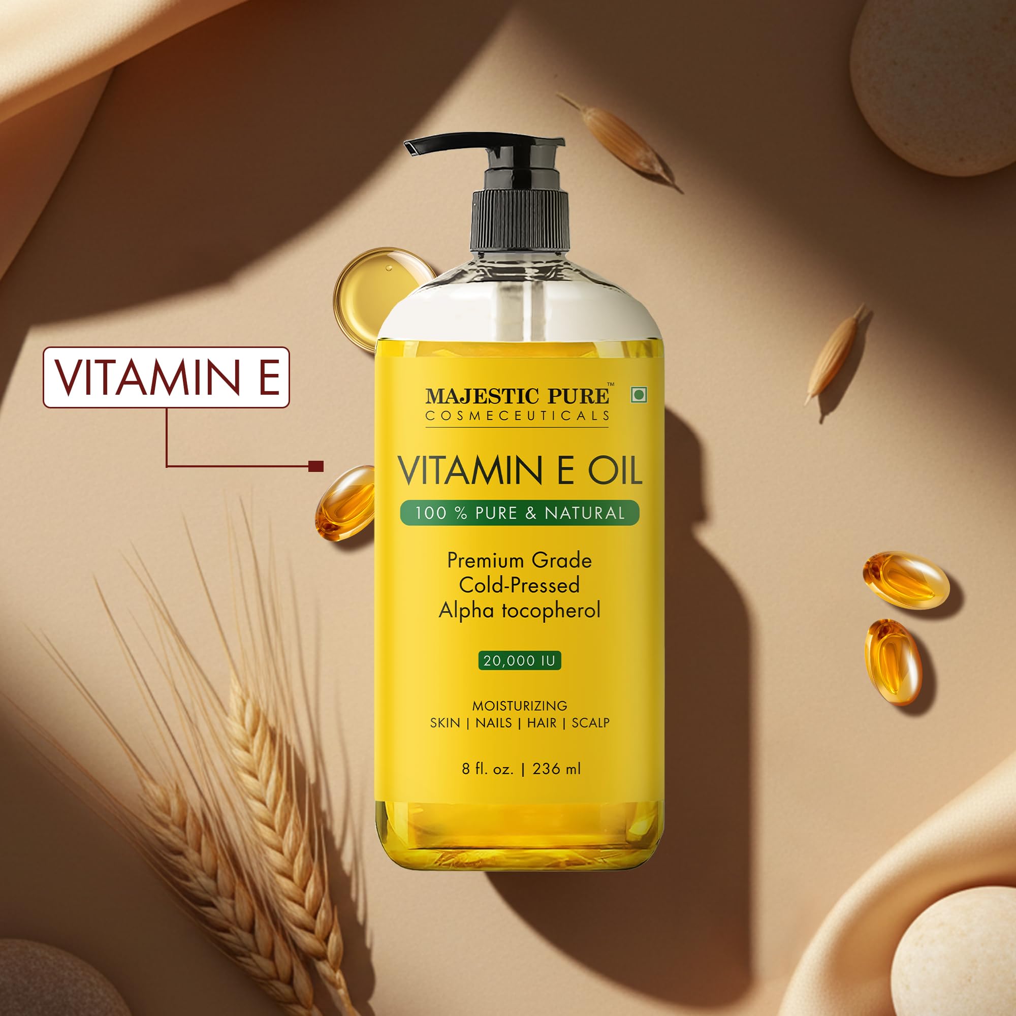 Majestic Pure Aceite de Vitamina E alrededor de los ojos, ayuda a calmar y suavizar