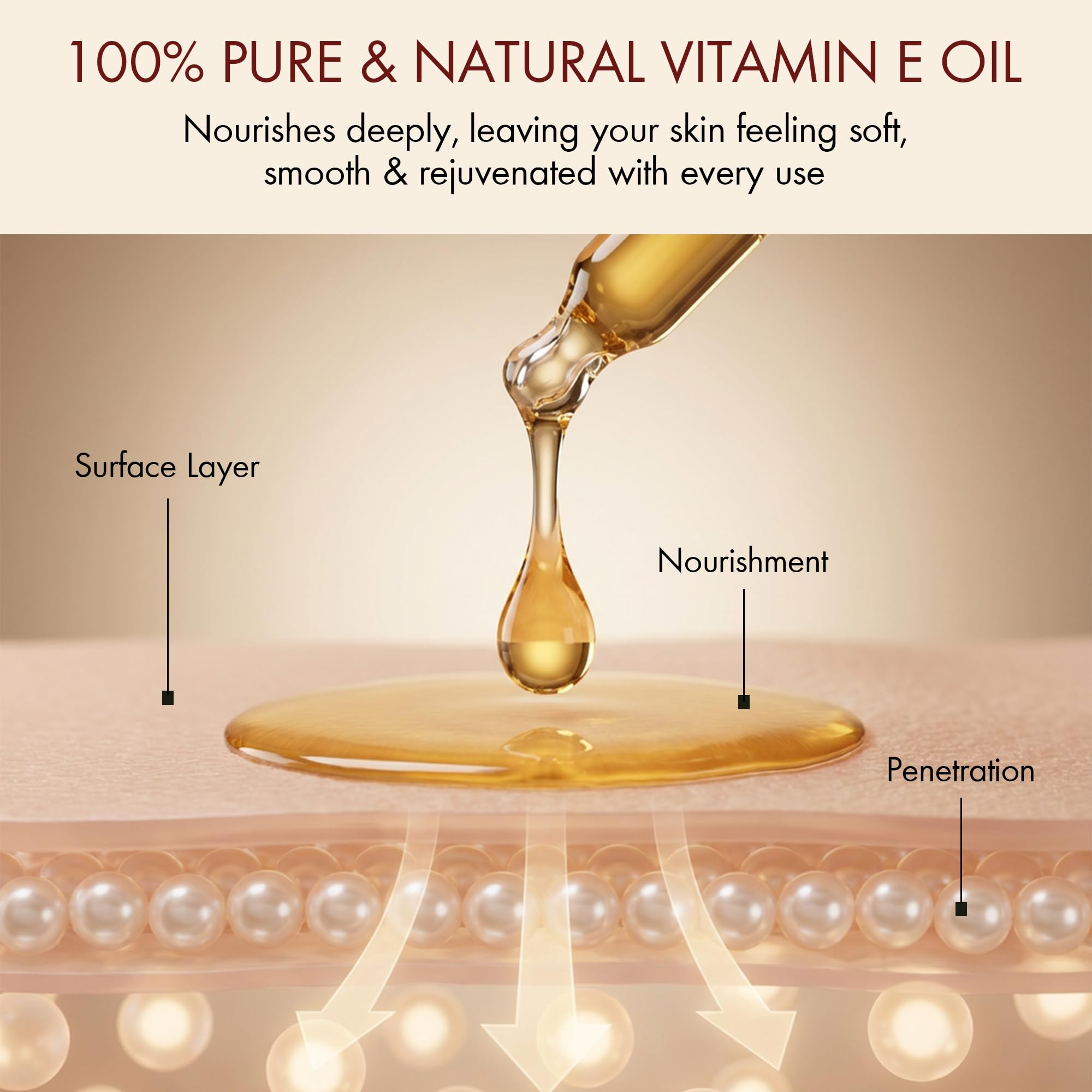 Majestic Pure Aceite de Vitamina E para bano, añade hidratación durante la ducha