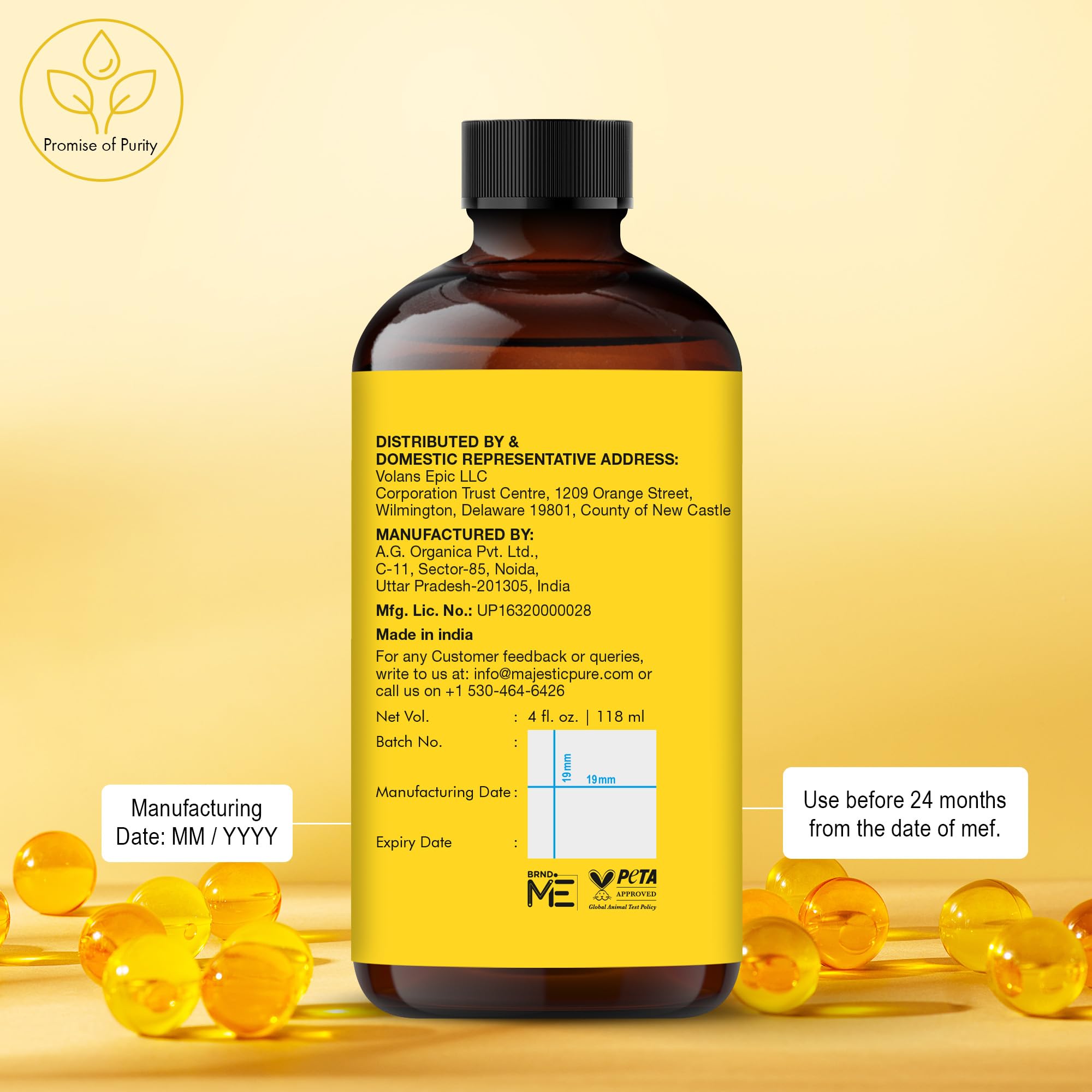Majestic Pure Aceite de Vitamina E, contorno de ojos para iluminar la mirada.