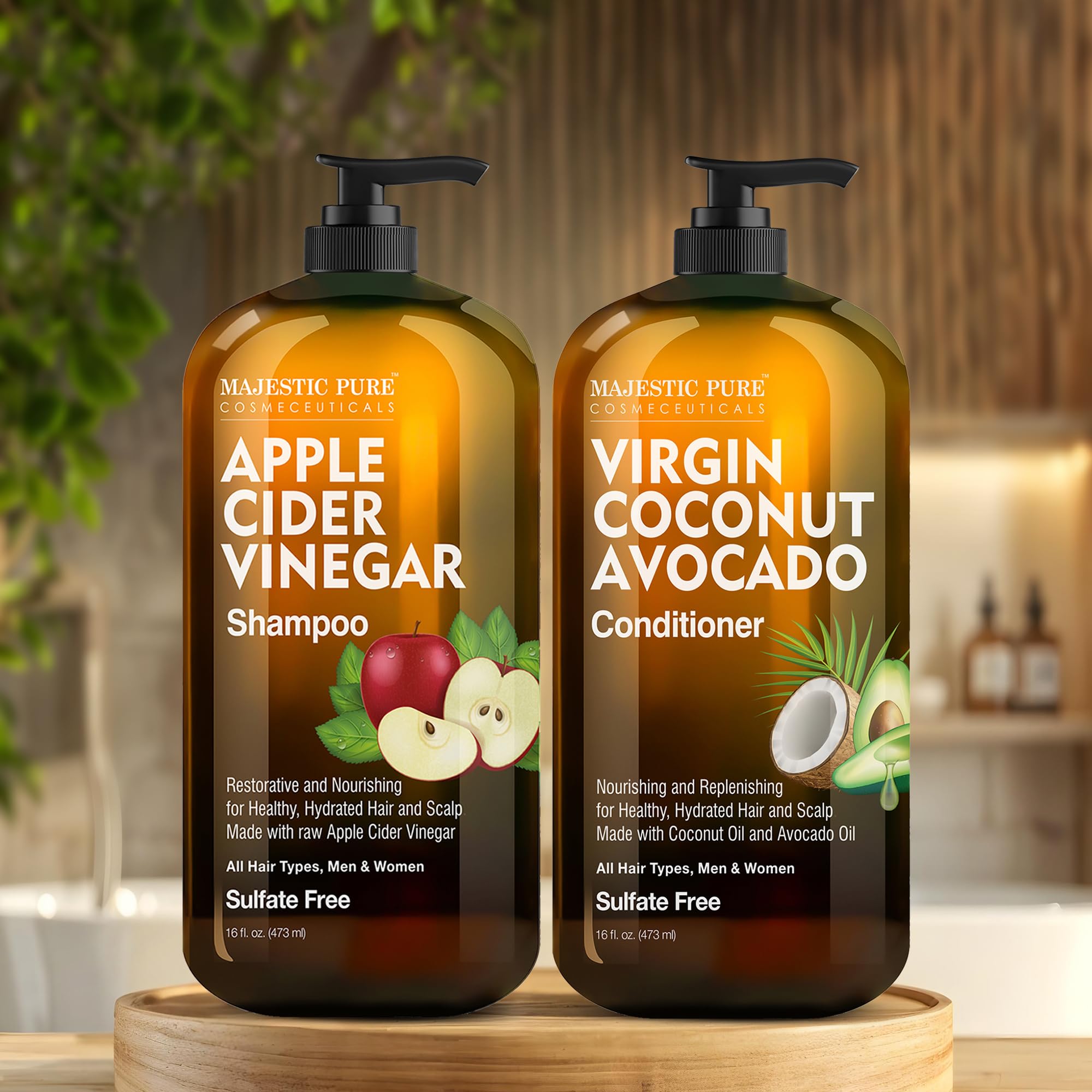 Acondicionador Majestic Pure aguacate y coco en botella para suavidad