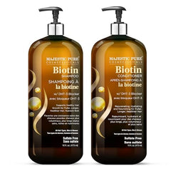 Majestic Pure Biotina, romero en primer plano, cuidado del cabello.