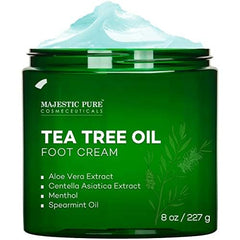 Majestic Pure Crema para Pies con Aceite de Árbol de Té: absorción rápida para pies suaves.