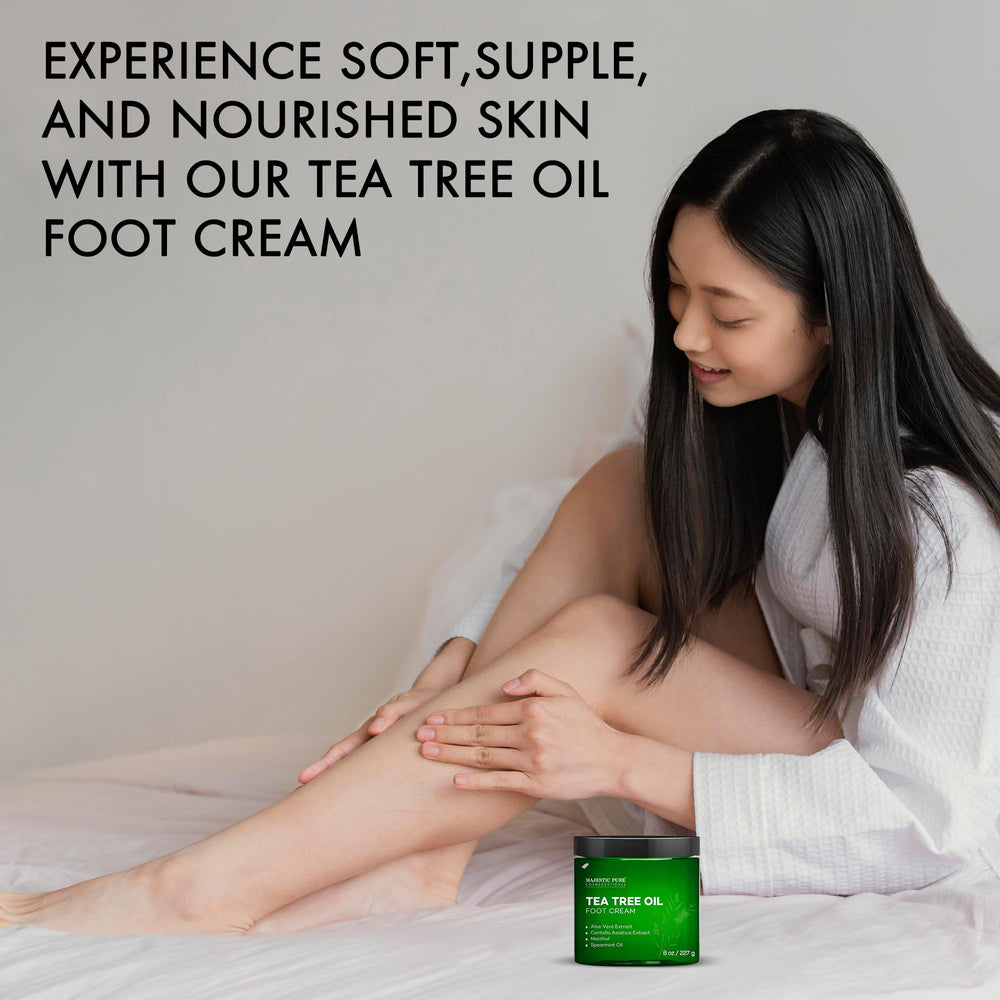 Majestic Pure Crema para Pies con Aceite de Árbol de Té: codos y rodillas humectados.