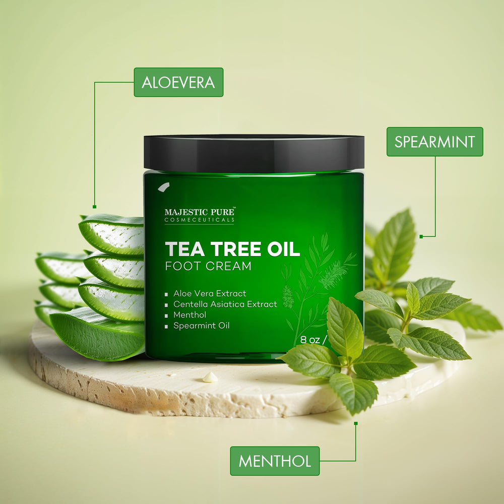 Majestic Pure Crema para Pies con Aceite de Árbol de Té: piel seca a hidratada.