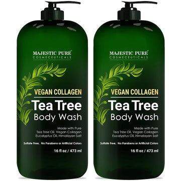 Majestic Pure Gel de Ducha en botella con árbol de té, limpia y nutre la piel.