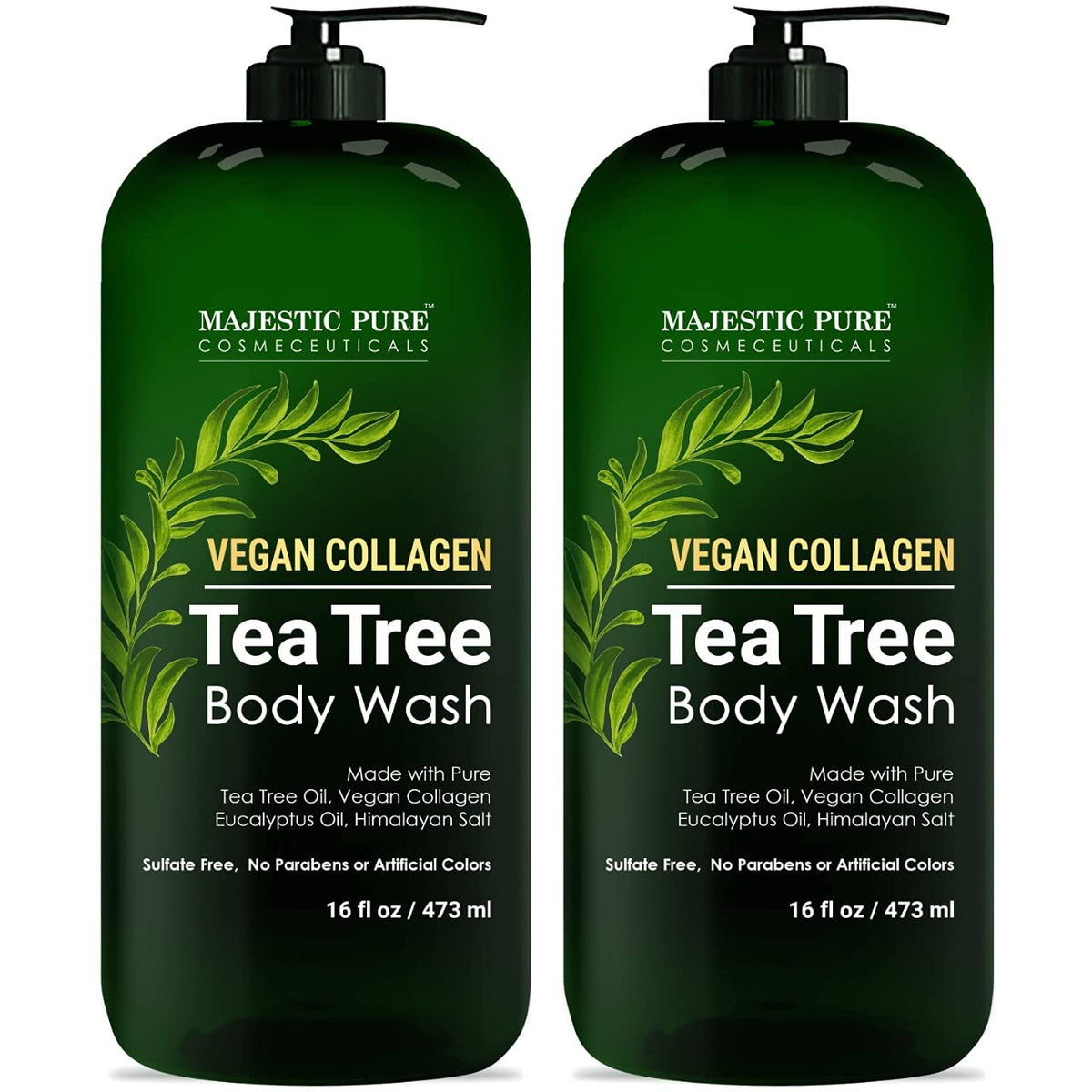 Majestic Pure Gel de Ducha en botella con árbol de té, limpia y nutre la piel.