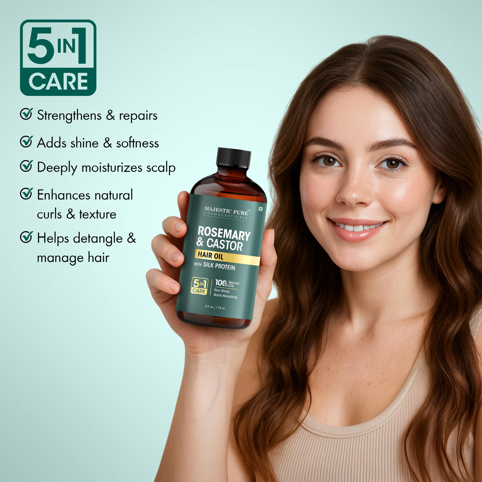 Textura ligera Majestic Pure facilita absorción en el cabello.