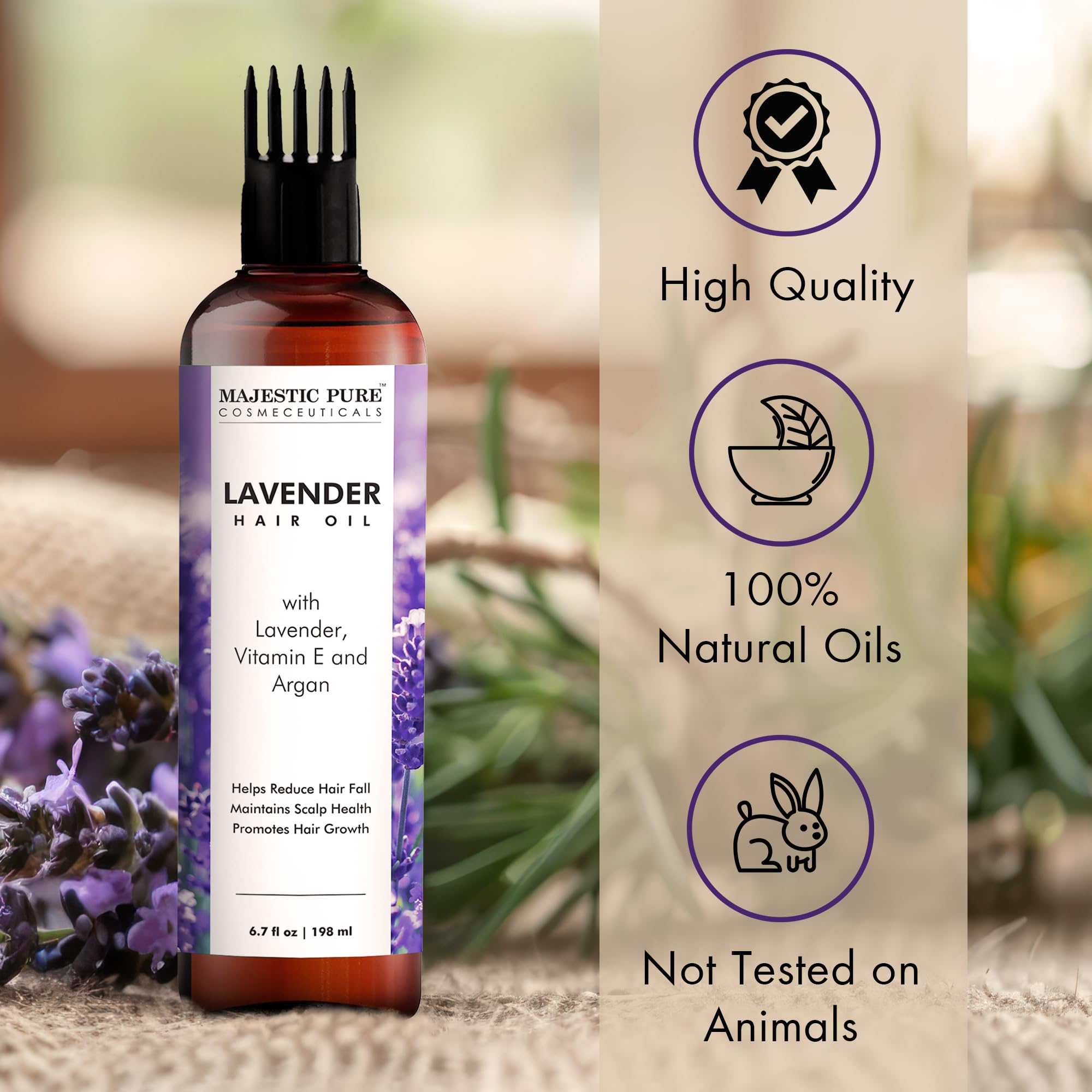 Ingredientes biotina y jojoba del aceite, Majestic Pure, fortalecen y nutren el cabello.