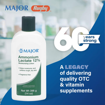 MAJOR Ammonium Lactate 12% lotion packaging side view communicates trusted OTC brand