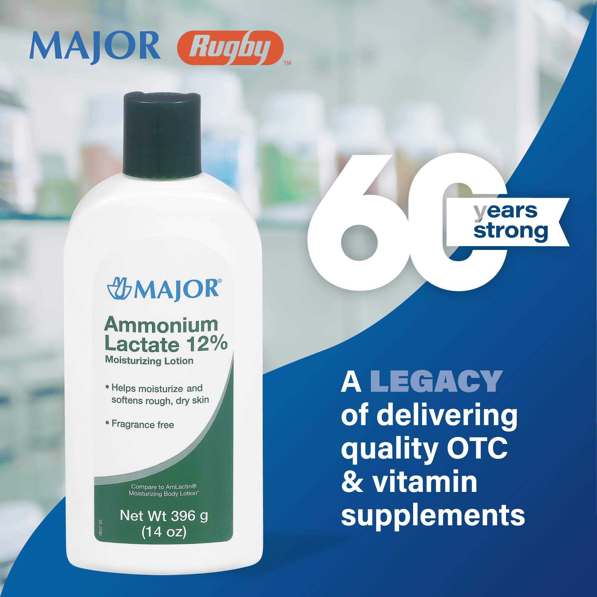 Major Ammonium Lactate 12% packaging closeup emphasizes user-friendly design