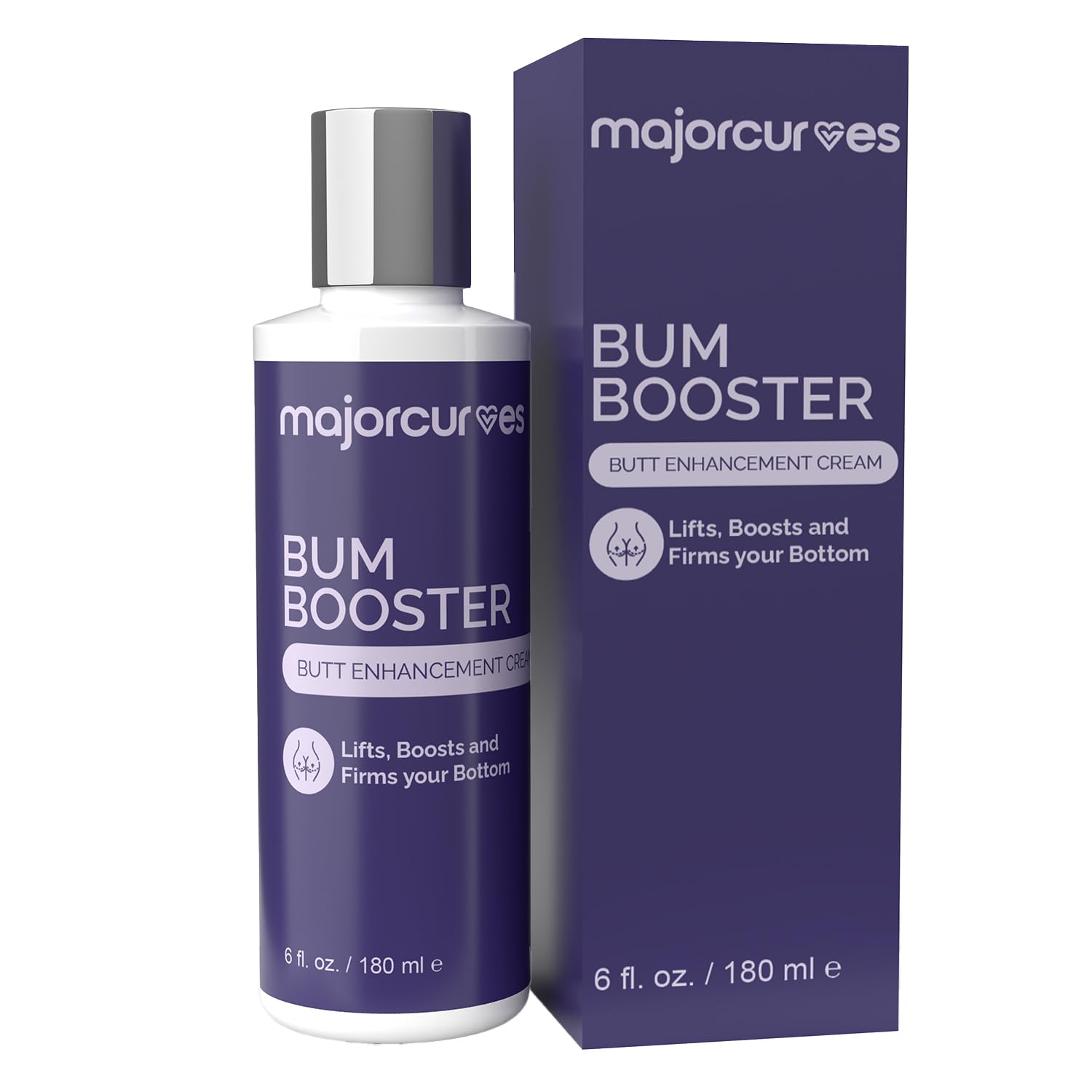 Major Curves Bum Booster Cream para glúteos; fácil de aplicar y promueve curvas definidas.