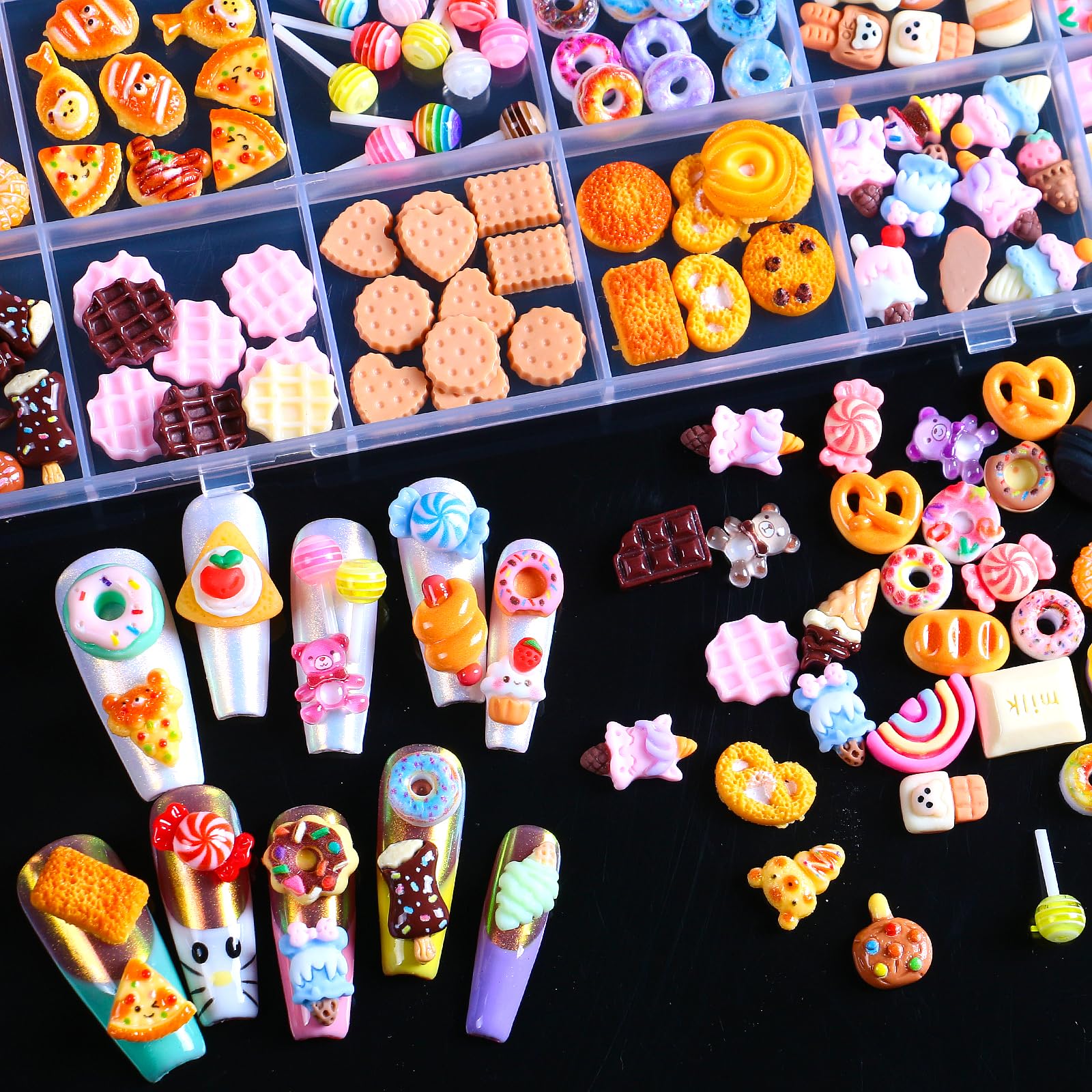 Major Dijit adorno uñas 3D galletas decorativas para diseño creativo.