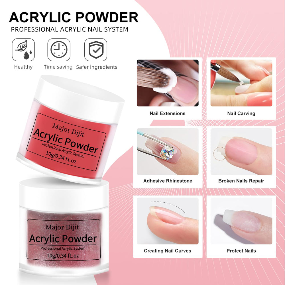 Major Dijit polvo acrílico 12 colores para crear uñas personalizadas