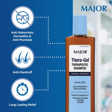 MAJOR Thera-Gel shampoo: textura cremosa lista para aplicar con suavidad