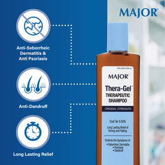 MAJOR Thera-Gel shampoo: textura cremosa lista para aplicar con suavidad