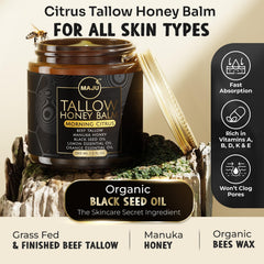 MaJu Tallow Honey Balm avec miel Manuka pour une hydratation nourrissante.