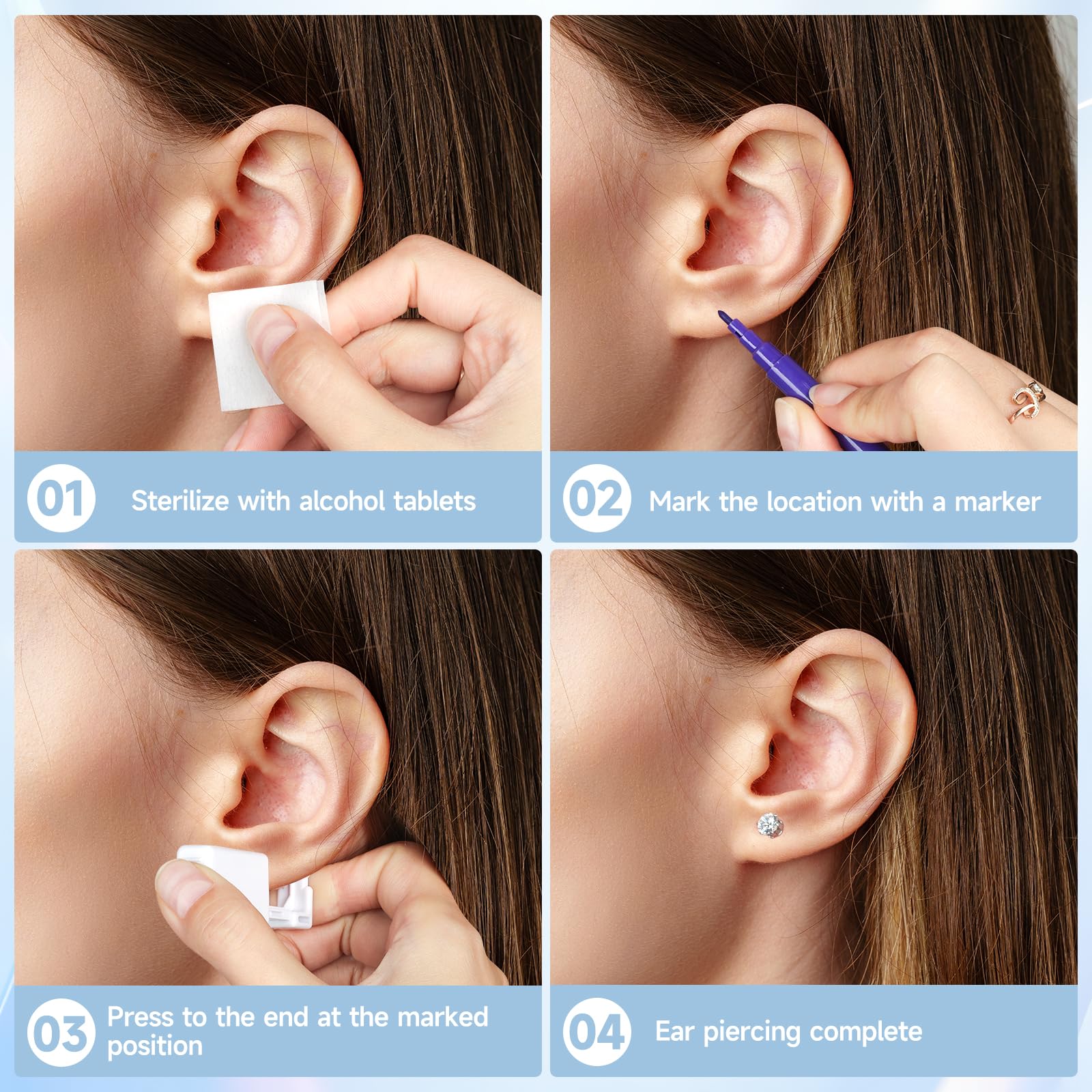 Agujas quirúrgicas esteriles Makalong para perforación higiénica en casa.