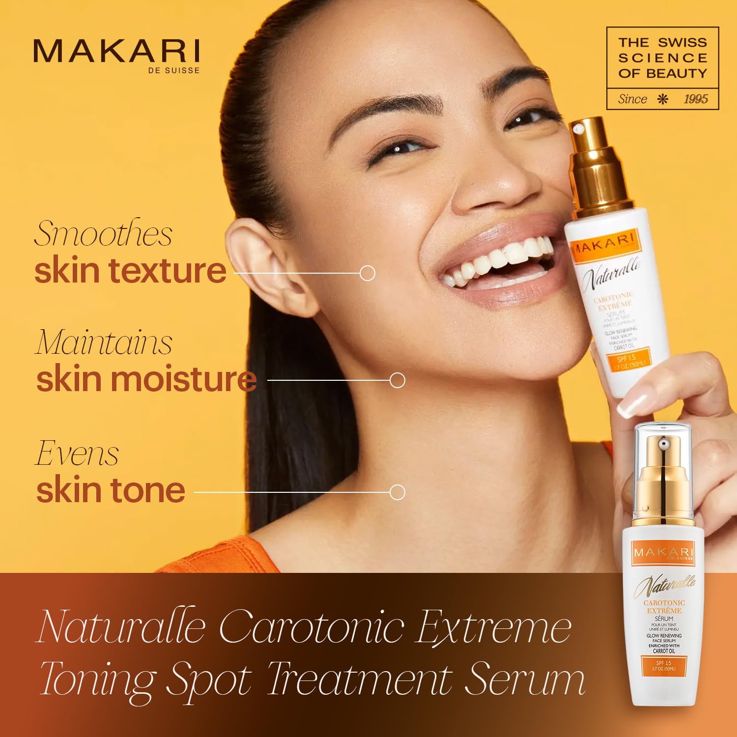Makari Naturalle Carotonic Extremo – aplicación en rostro para tono más uniforme.
