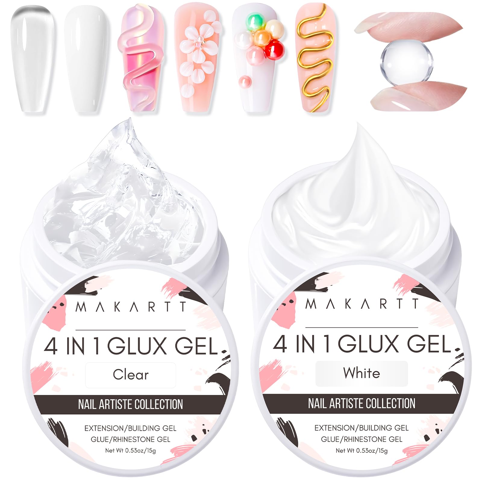 Makartt gel 3D claro y blanco: frascos para arte 3D seguro y duradero