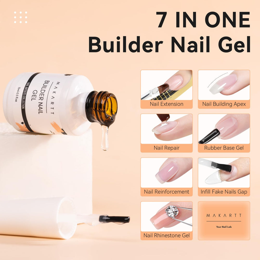 Makartt 7 en 1 Gel para base, endurecedor y extensiones de uñas