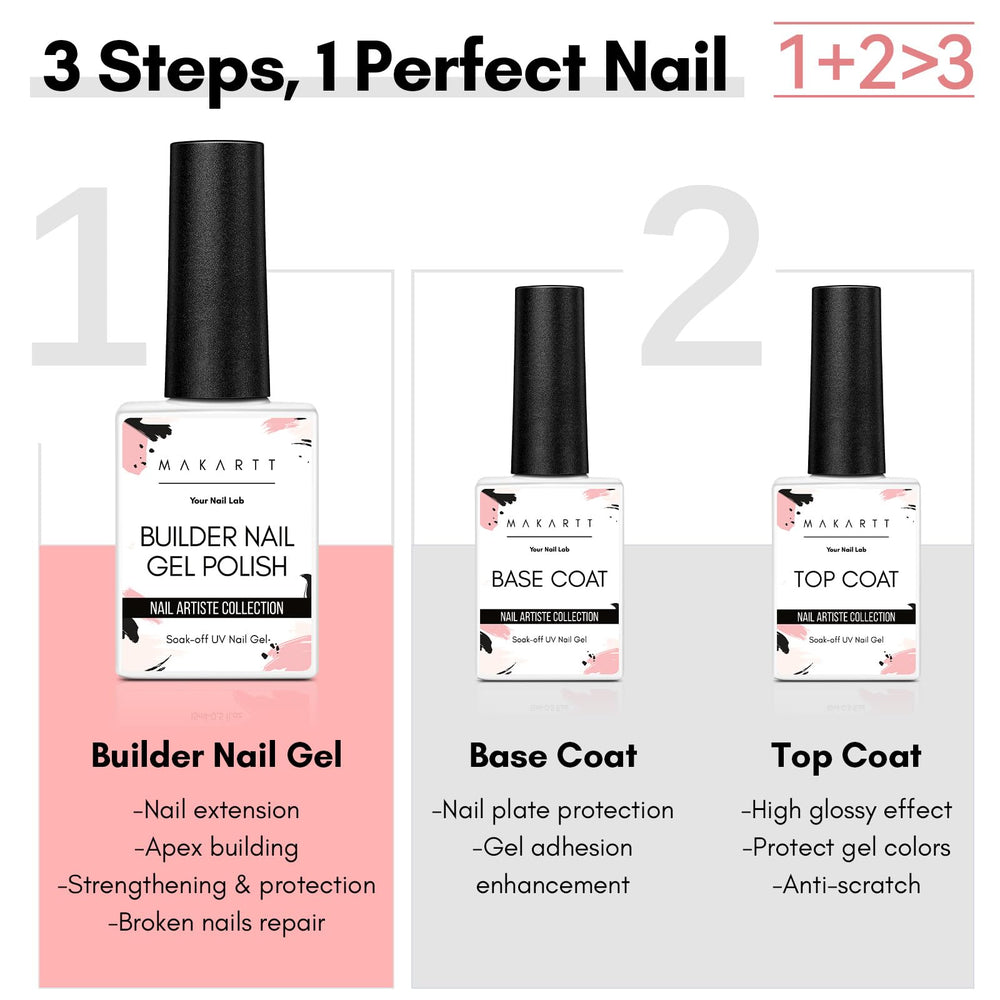 Makartt Base Coat suave en envase de 8 ml mejora adherencia y protege uñas.