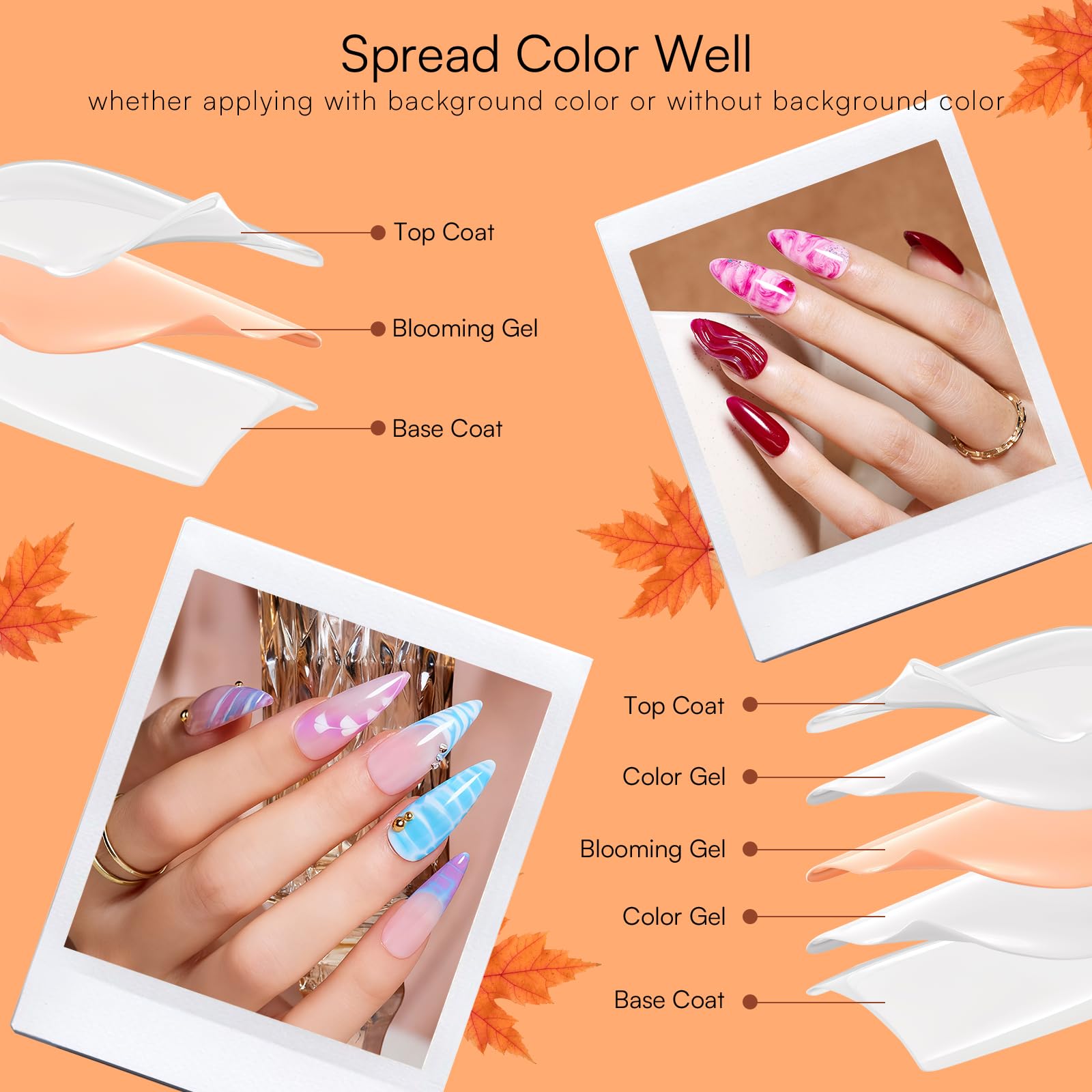 Makartt Blooming Gel applied on nails for diverse designs