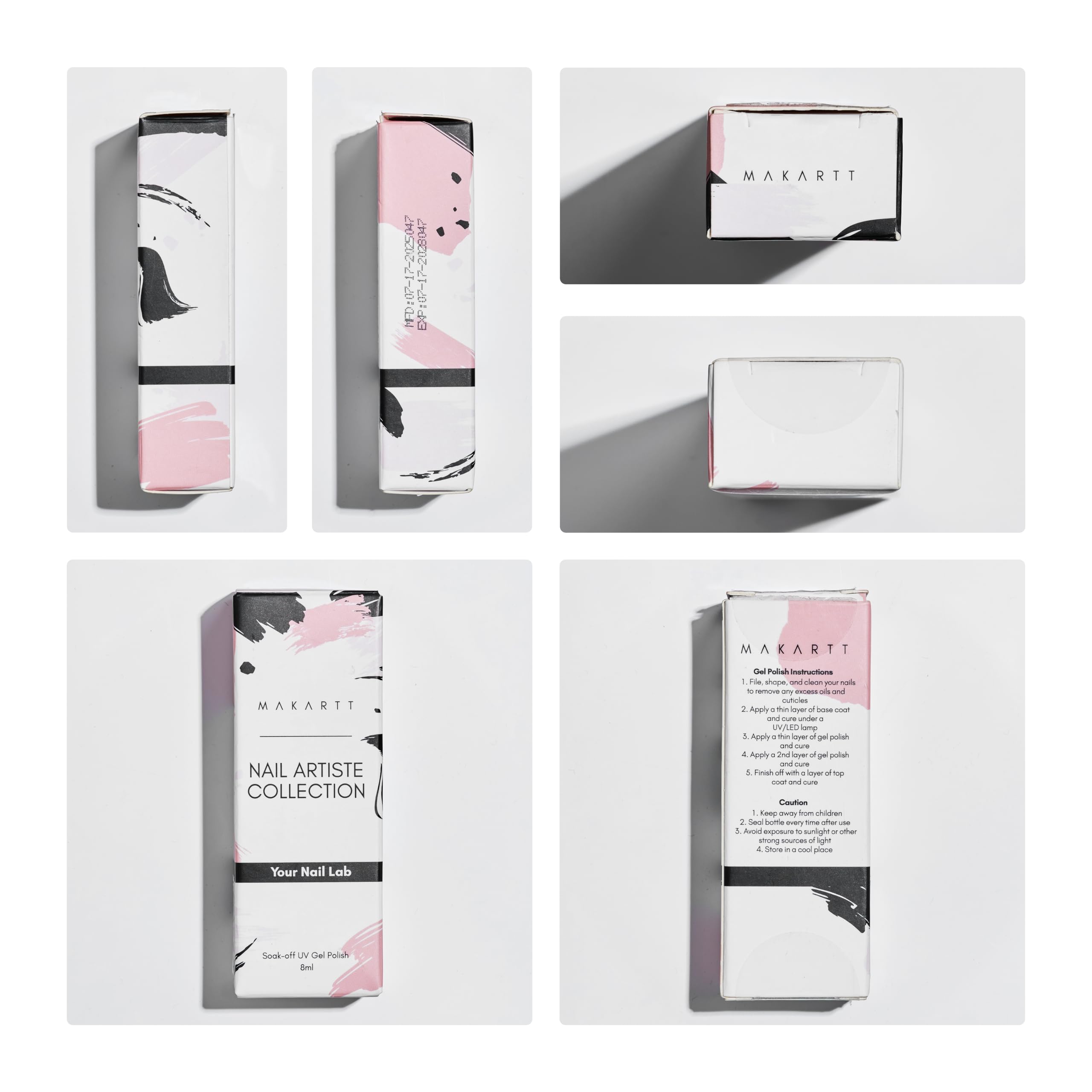 Makartt botella rosa 8 ml con diseño chic para uñas.