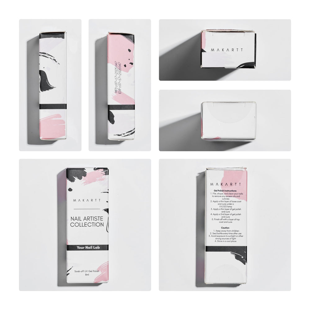 Makartt botella rosa 8 ml con diseño chic para uñas.