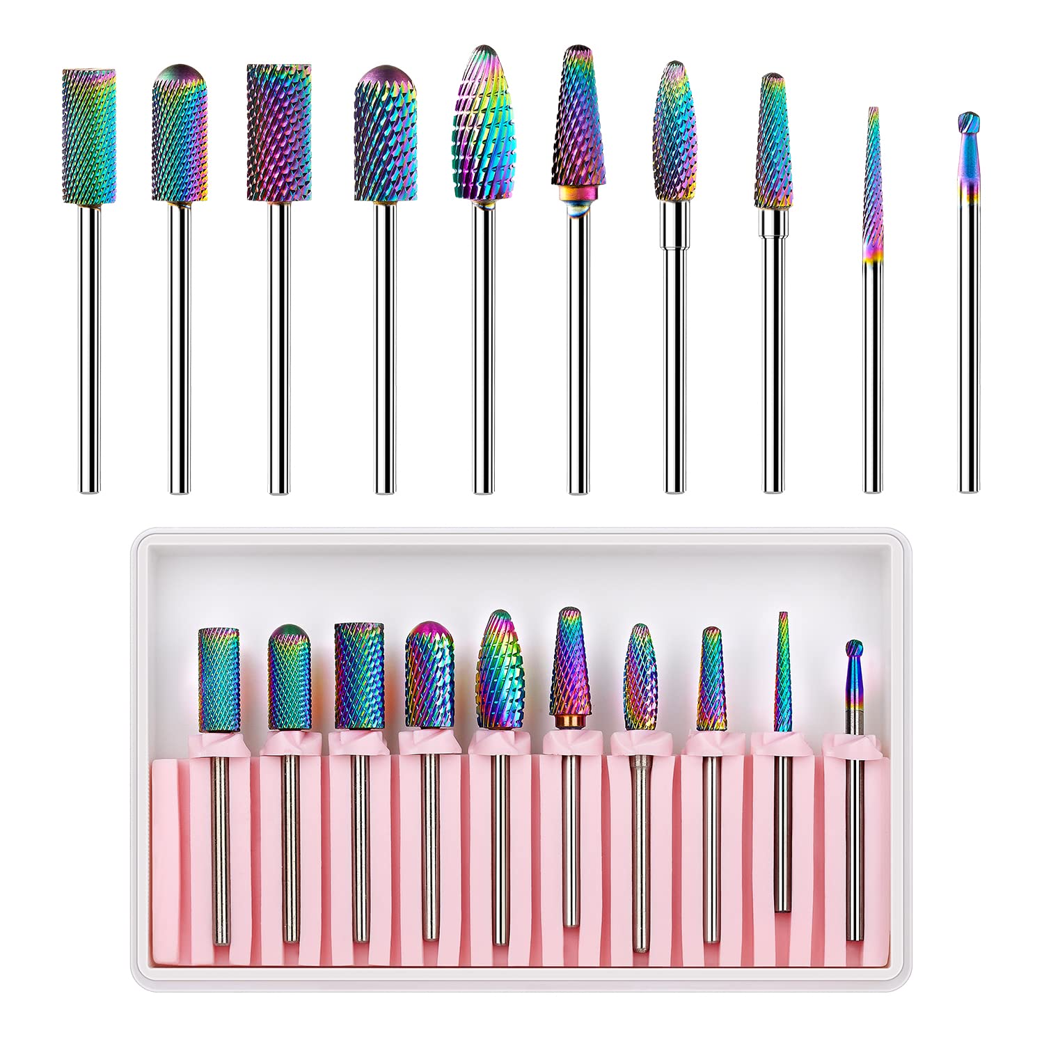 Makartt conjunto de brocas para uñas 10p, diamante y carburo para limado preciso