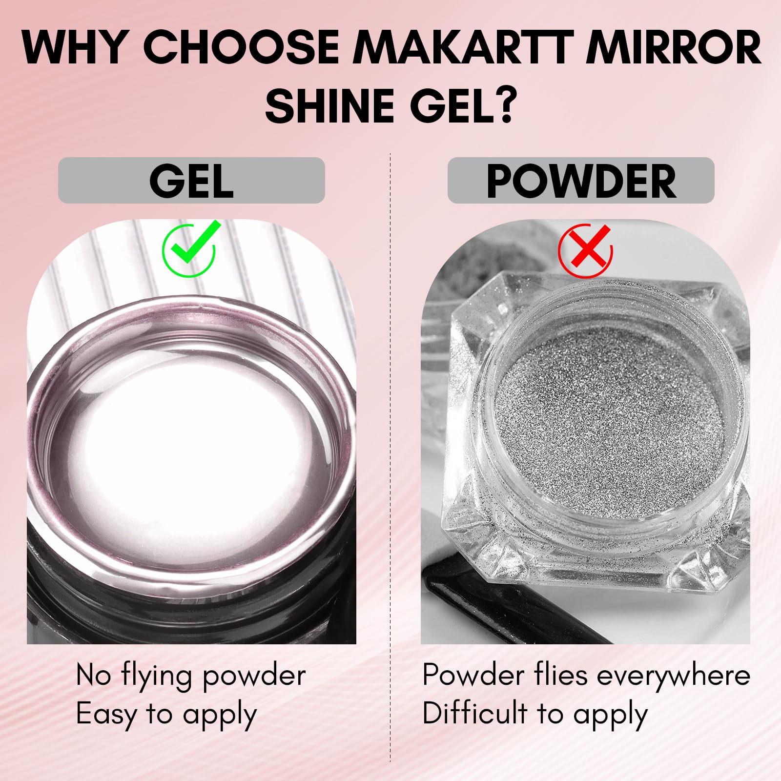 Makartt Gel Rosado Oro, aplicación sencilla para acabado metalico.