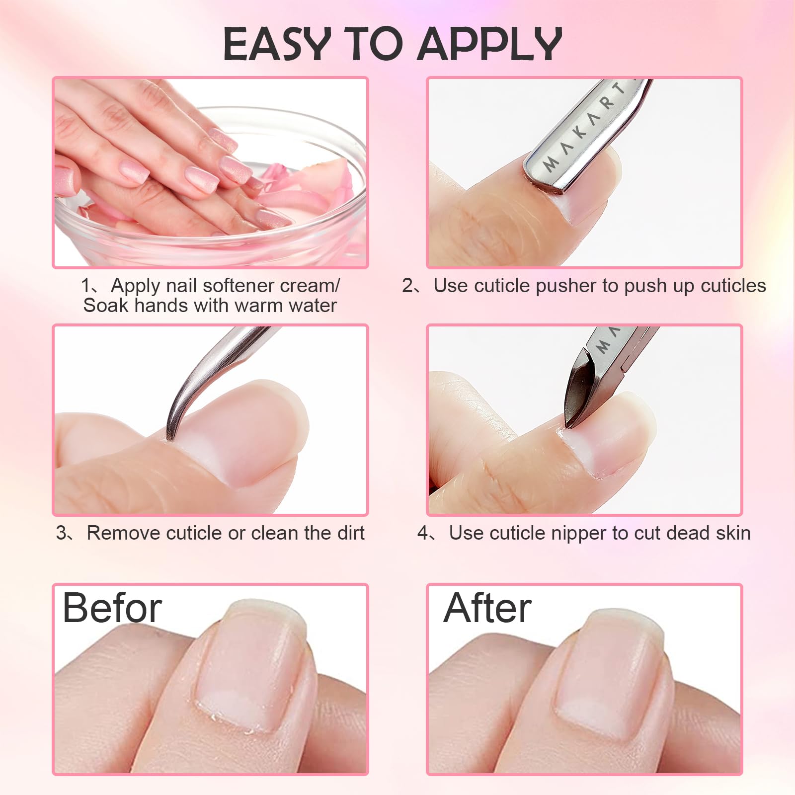 Makartt Cuticle Trimmer empujador cuchara para cuidado de uñas