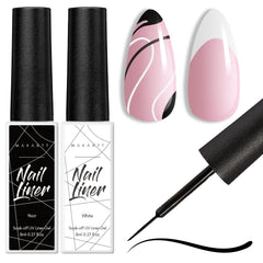 Makartt delineador de gel conjunto: botes de 8ml negro y blanco para uñas francesas nítidas