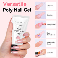 Makartt extensiones de uñas sin HEMA, rosa natural, para uñas más largas.