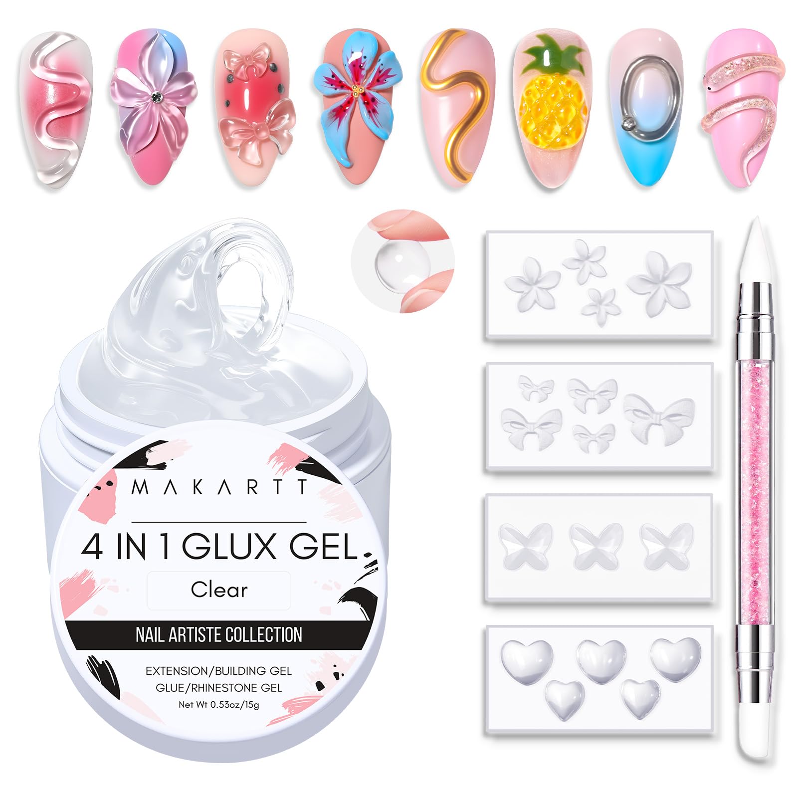 Makartt 3D Gel Art: kit de escultura 3D para uñas, fácil de usar en casa.