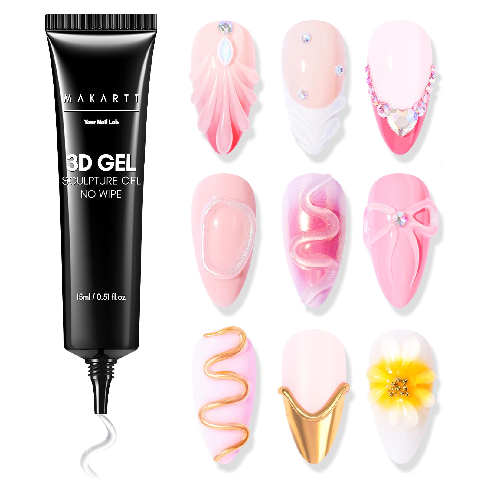 Makartt gel 3D para uñas, moldeado preciso para diseños duraderos.