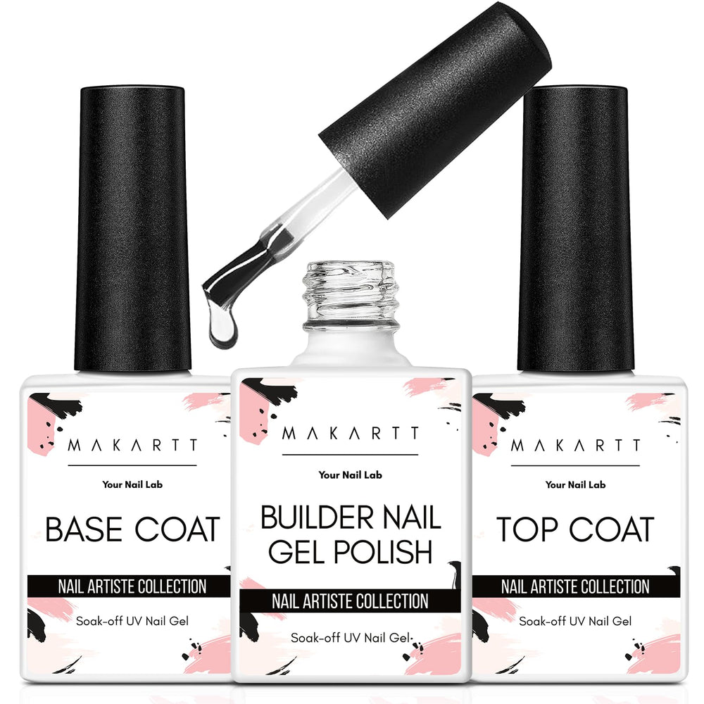 Makartt Gel Builder transparente en envase de 8 ml para reforzar uñas débiles.