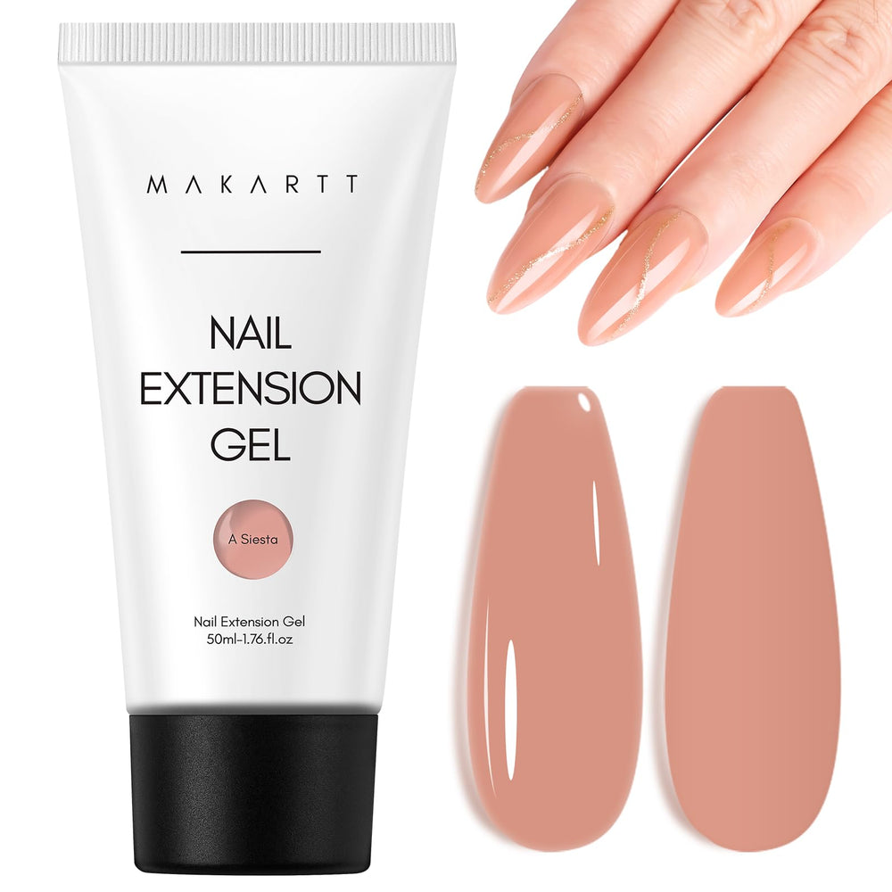 Makartt gel extiende uñas tono natural, acabado suave y duradero.