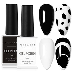 Kit Makartt gel negro-blanco en caja, presentación ideal para regalo.
