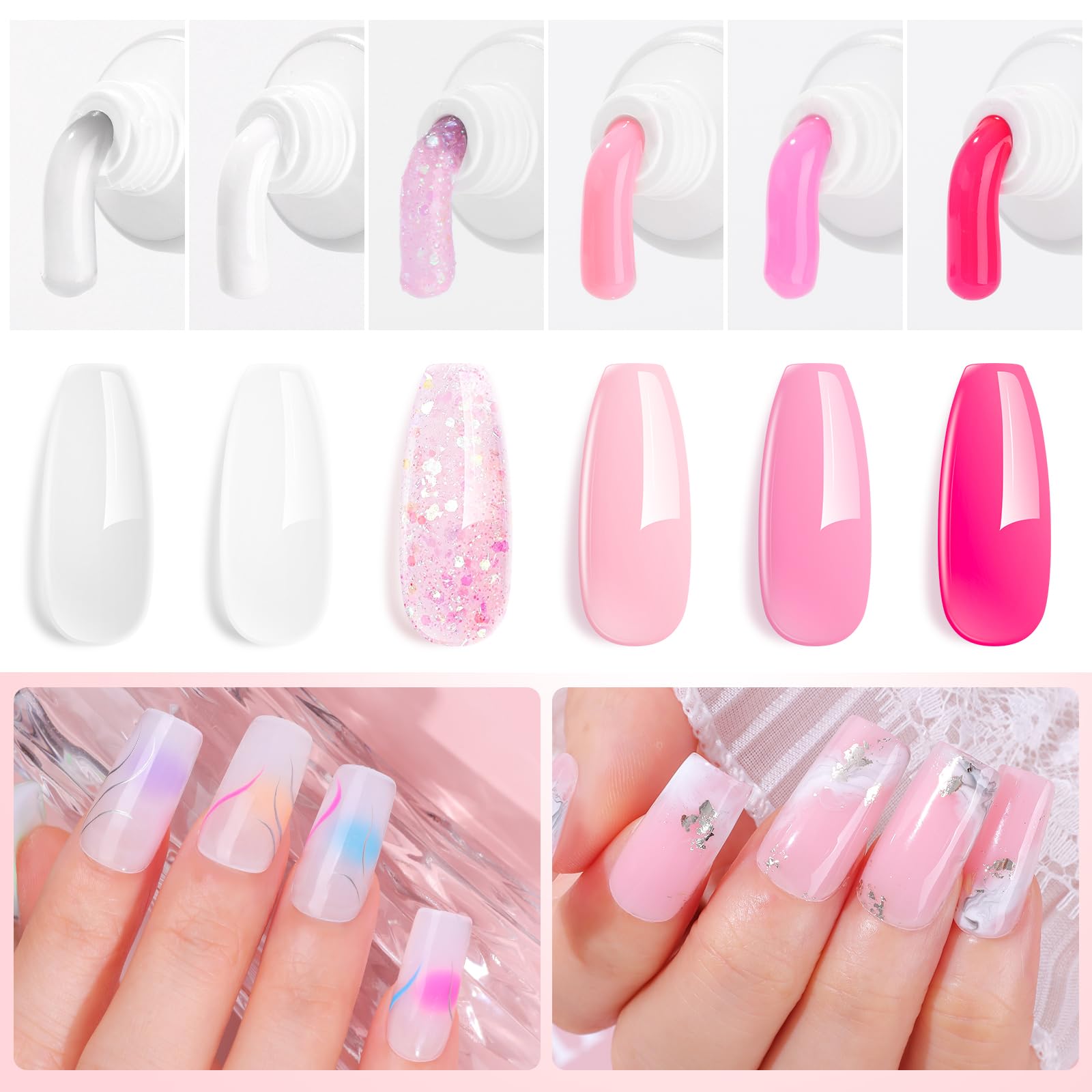 Makartt gel poligel con purpurina rosa para acabado especial